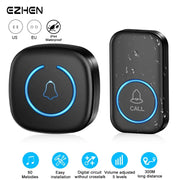 SmartWave Wireless Doorbell 300 Meter Open Range Remote With 60 Melodies And 5 Volume Levels US EU UK Plug Options