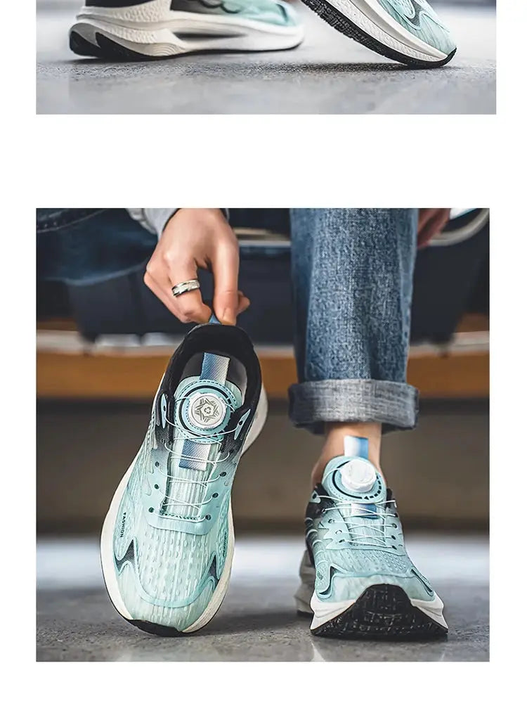 Simples Market men's turquoise breathable mesh running shoes with rotating dial closure