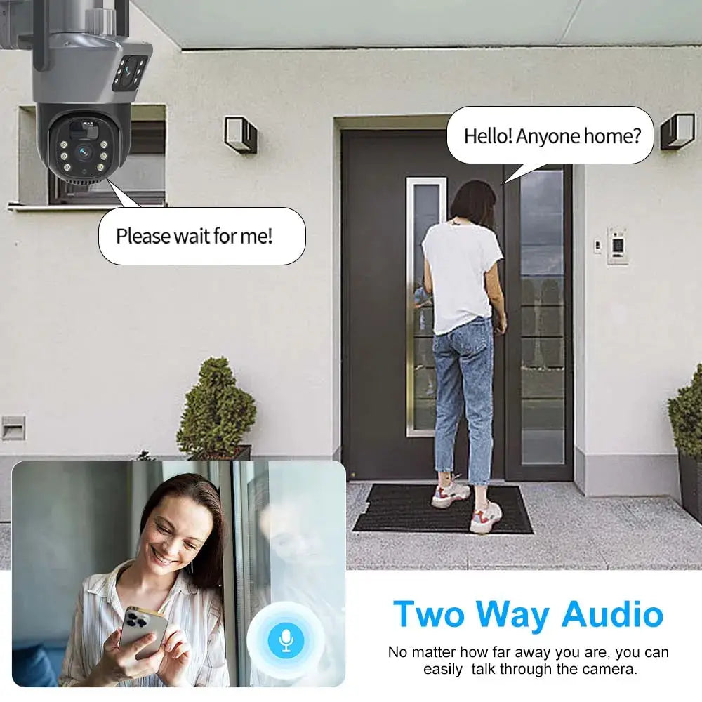 Simples Market 8MP 4K WiFi solar outdoor CCTV camera with dual-lens PTZ and solar panel