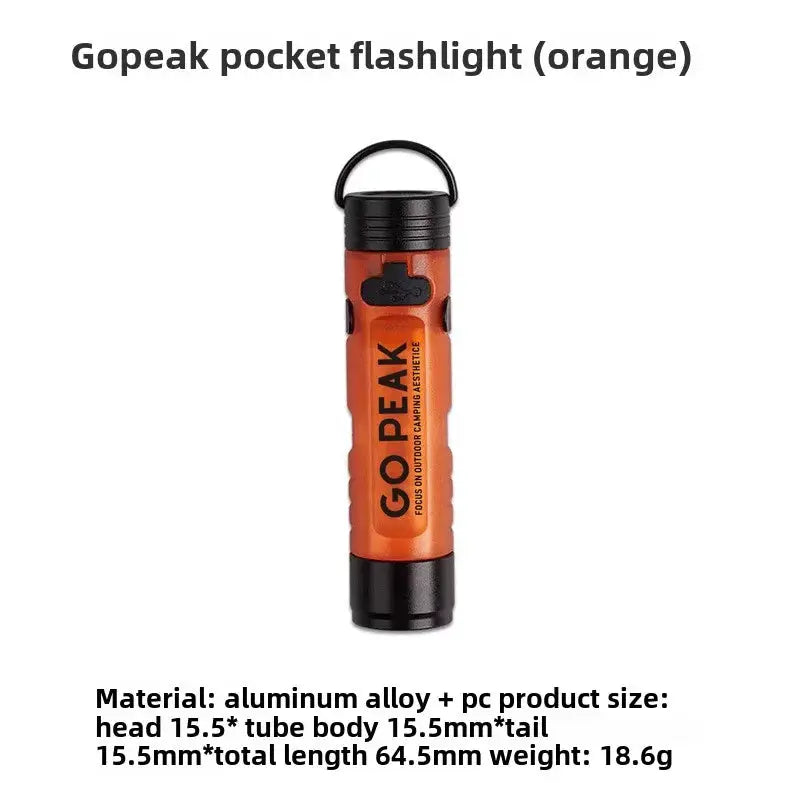 Gopeak mini pocket flashlight orange aluminum alloy body with keychain loop