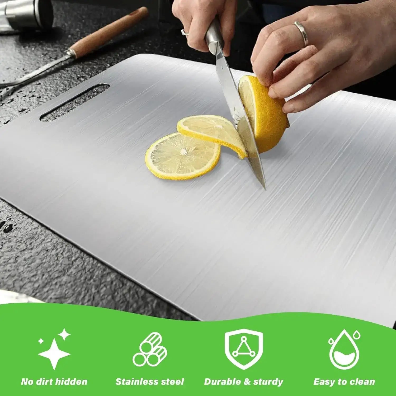 StellarChef Stainless Steel Double Sided Cutting Board Antibacterial Mildew Proof Kitchen Board