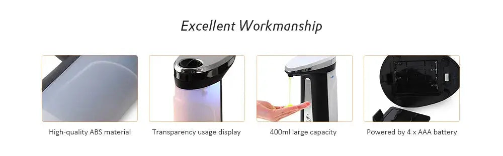 Automatic 400ml ABS soap dispenser with touchless sensor for bathroom and kitchen