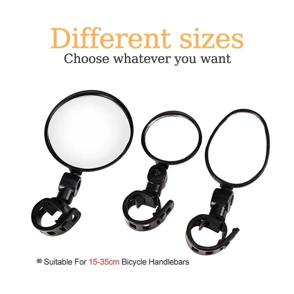 2 Piece Set Bicycle Rearview Mirrors 360 Degree Adjustable Rotatable Universal Handlebar Mount for MTB and Road Bikes