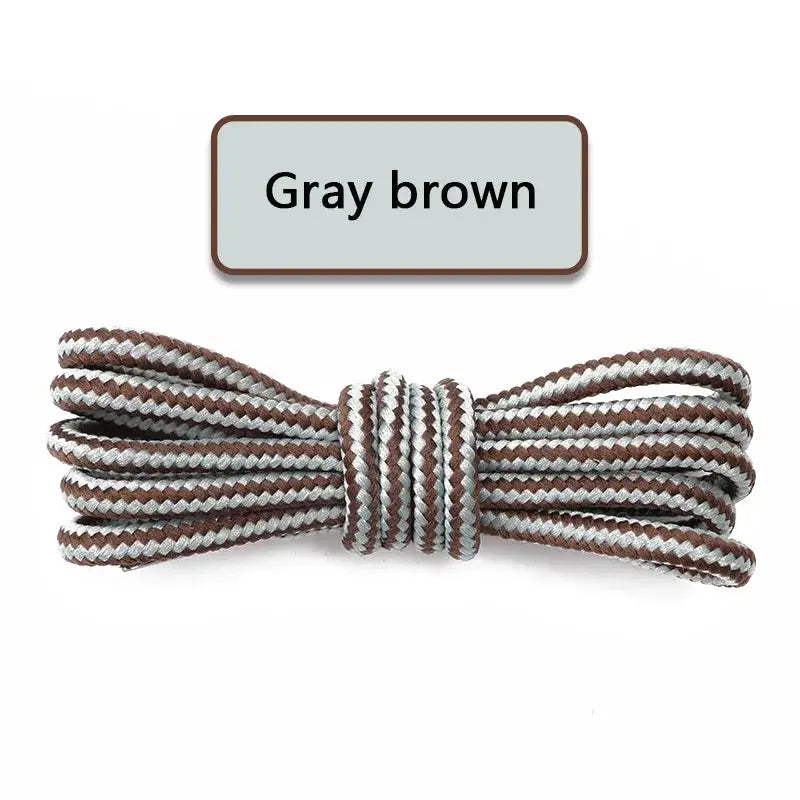 Simples Market round cotton shoelaces, gray-brown striped, double color, 1 pair, 70-150 cm