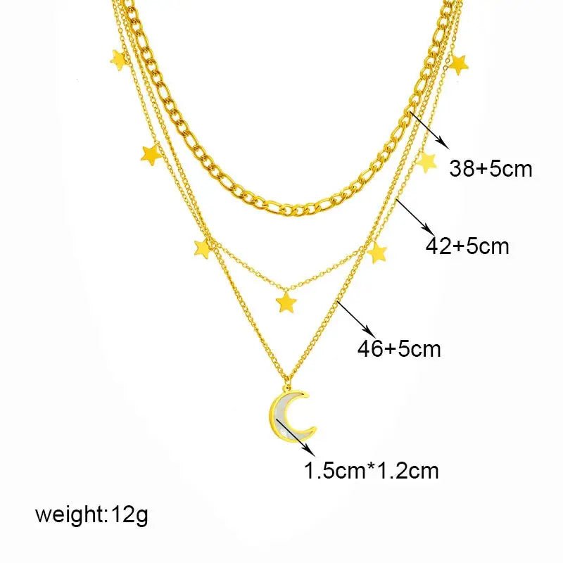 DIEYURO 316L Stainless Steel Butterfly Moon Lock Blue Eyes Pendant Necklace For Women Multilayer Choker Jewelry Gift - Simples Market
