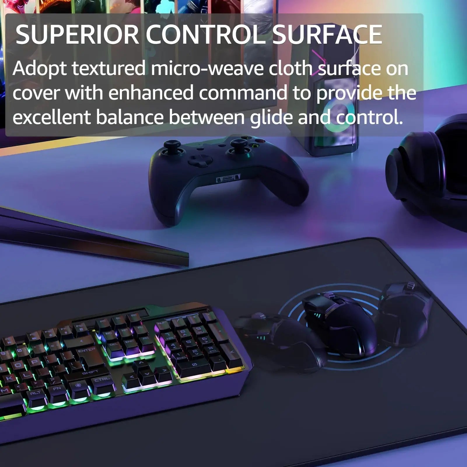 Large Gaming Mouse Pad For Desk With Stitched Edges And Non Slip Rubber Base Extended Size For Precision Tracking