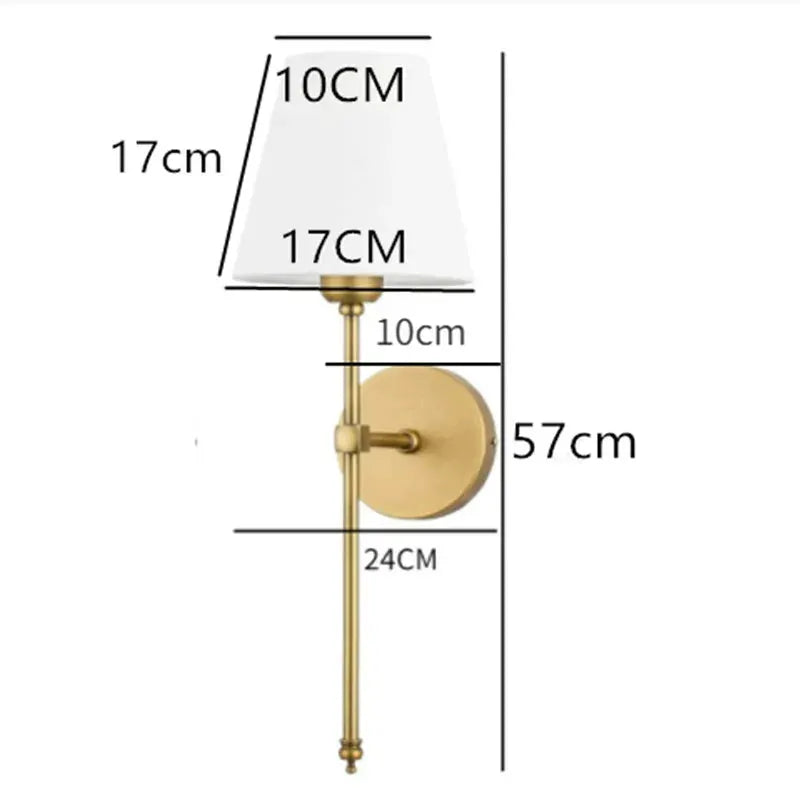 Brass wall lamp sconce with white cloth shade by Simples Market, hardwired 100-220V.