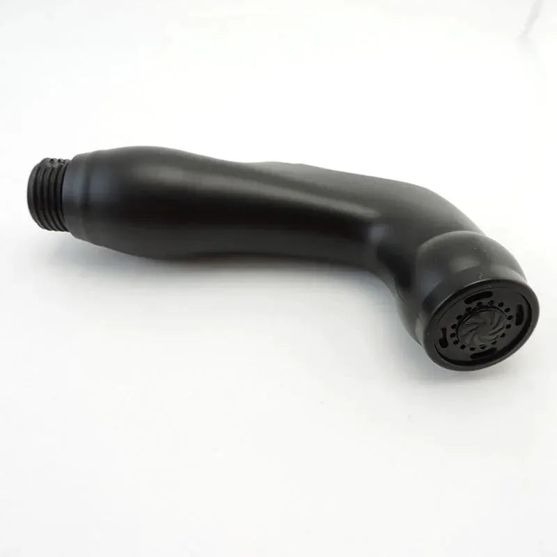 Black handheld toilet bidet spray head with threaded connector
