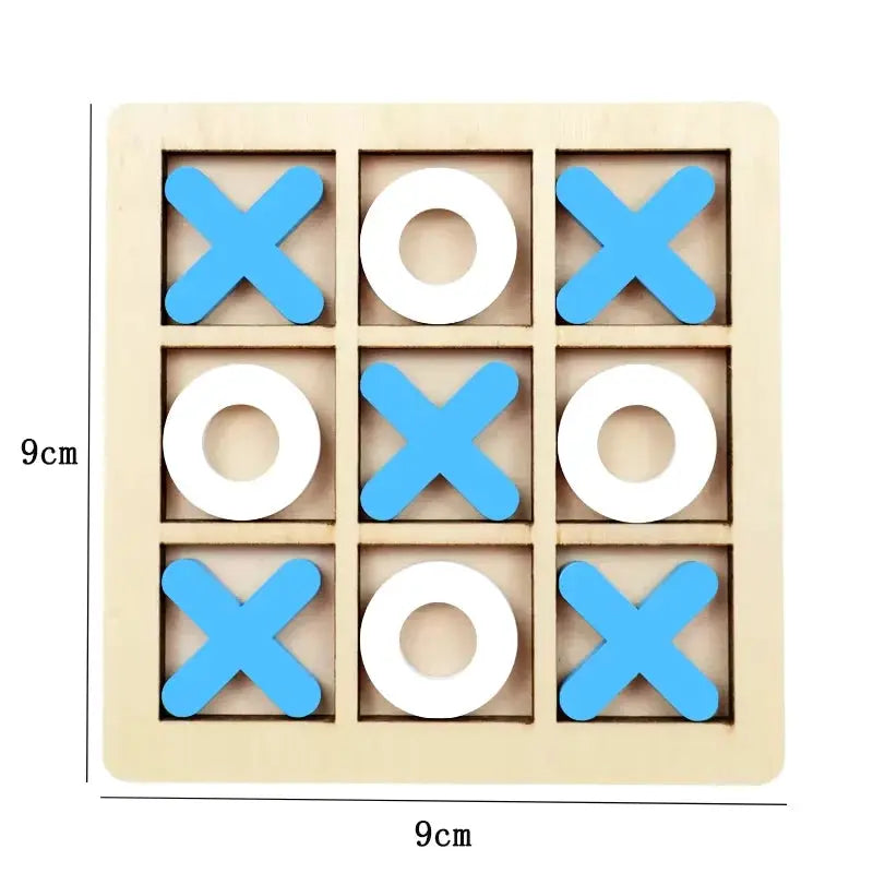 Montessori Chess Play Jigsaw Toy Game Wooden XO Tic Tac Toe Puzzle for Brain Training and Early Education