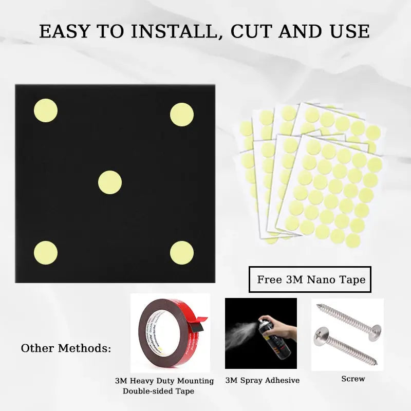 TOUO egg-trough wall acoustic foam panels, black with yellow dots, 6/12/24/48 pcs, includes free 3M nano tape, Simples Market