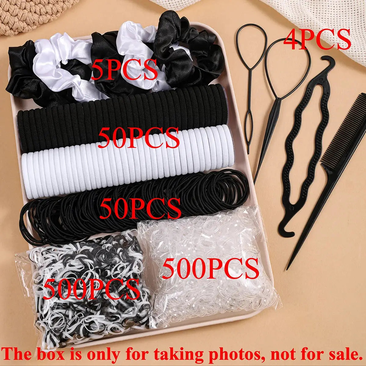 1109 Piece Women Hair Accessories Set For Dark Hair Elastic Seamless Ponytail Scrunchies Small Rubber Bands Headbands