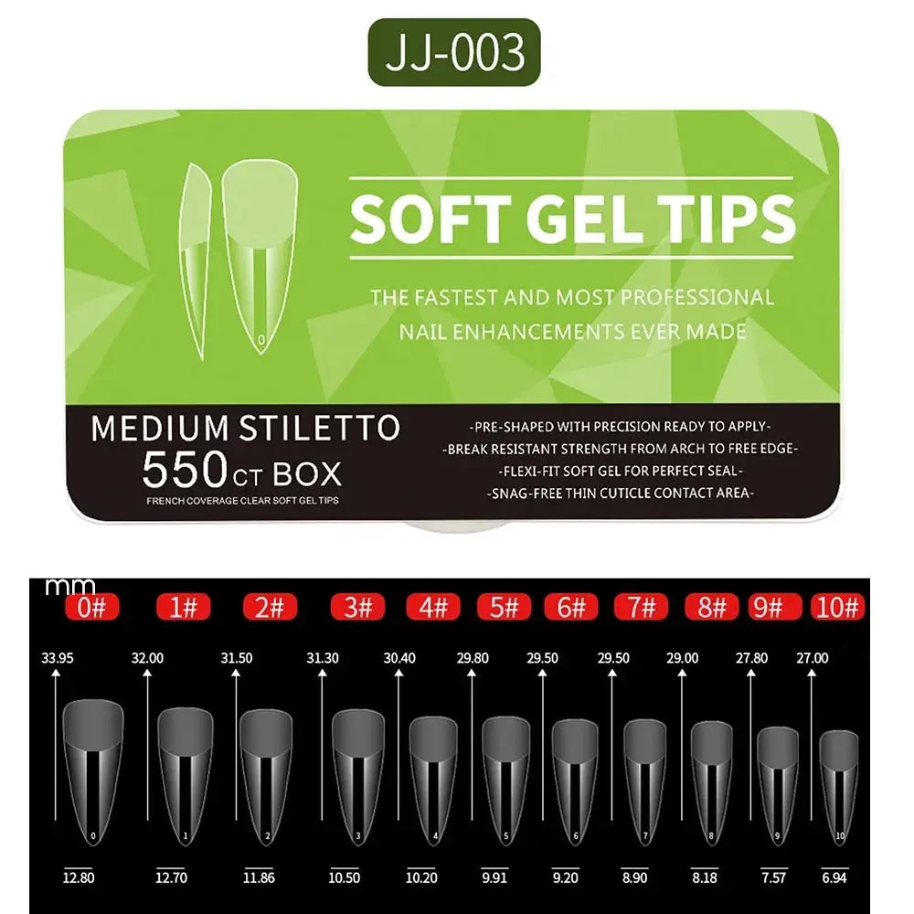 Nailuxe Pro Nails 550 Piece Soft Gel Nail Tips Medium And Short Full Coverage Matte Apricot Coffin Head Shape