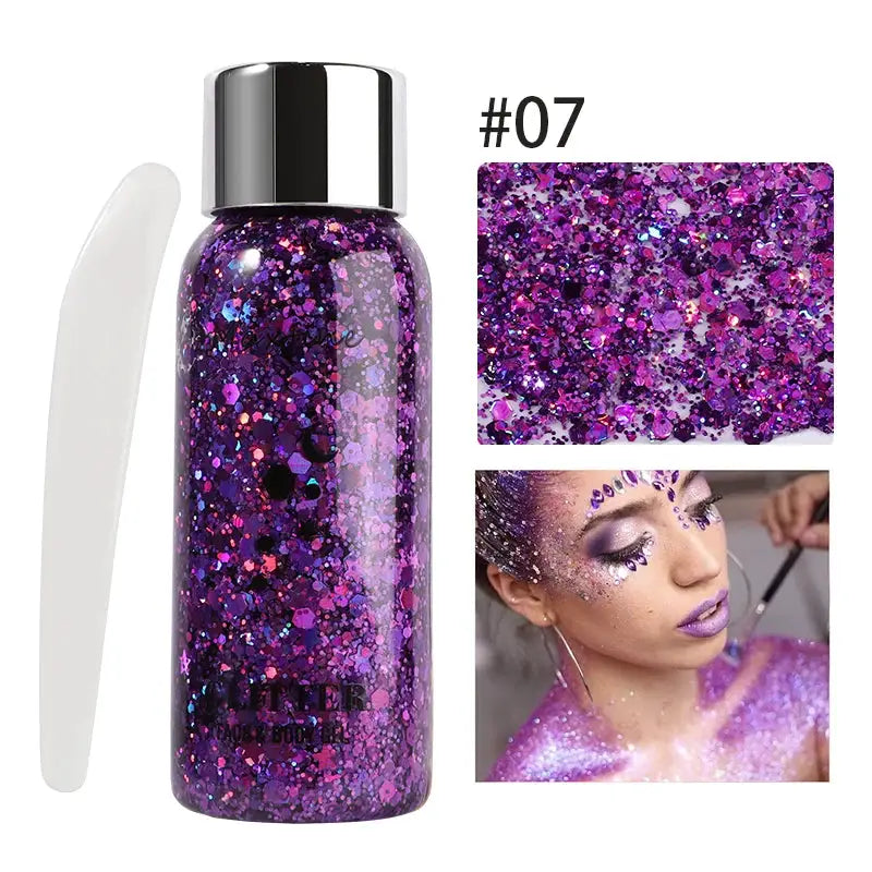 Long-Lasting Body Glitter Gel With Sequins For Face Eyes Hair Mermaid Scales Effect For Prom Party