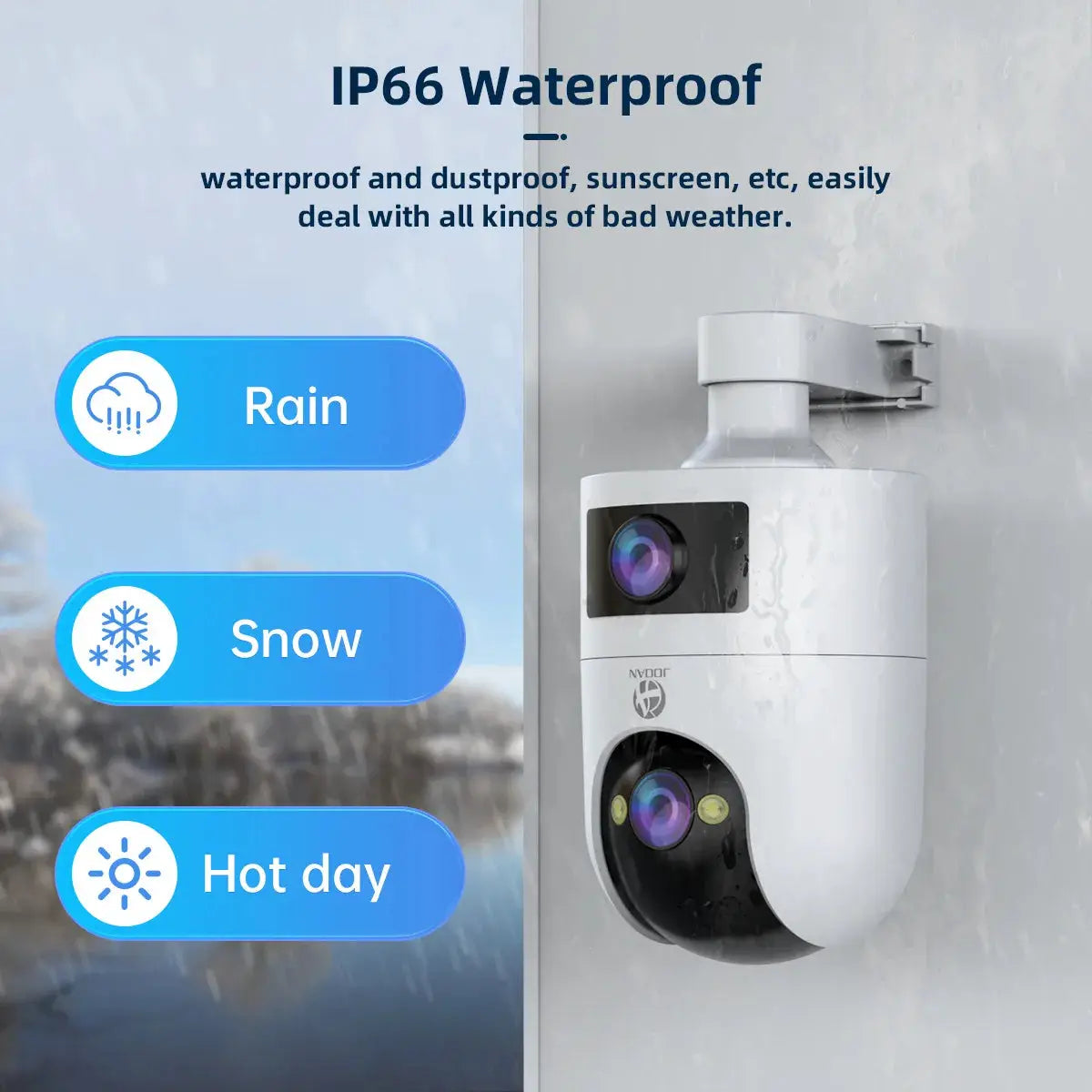 Outdoor 4K PTZ IP camera with dual lenses, waterproof IP66 rating, 5G WiFi