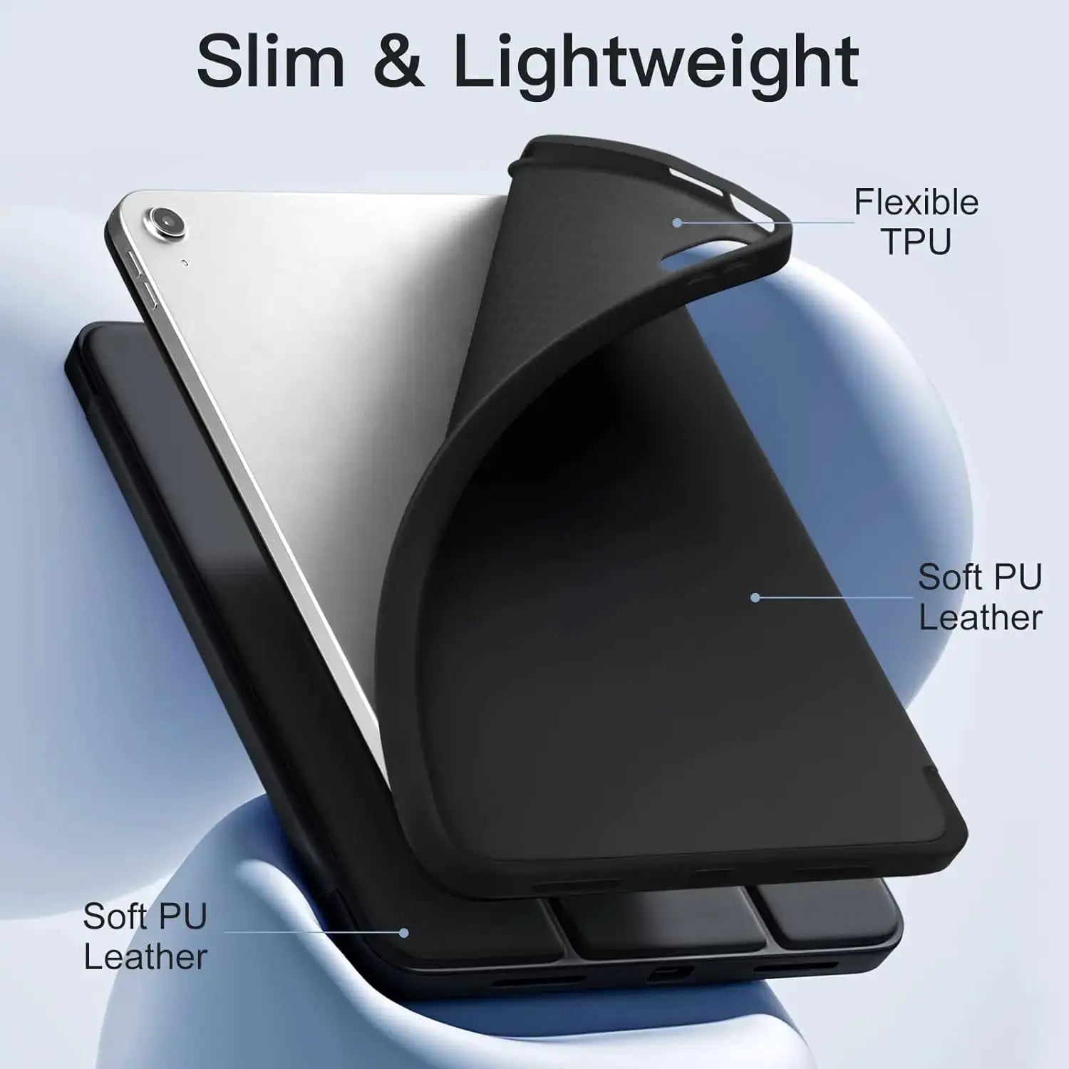 NovaGuard All Gen iPad Intelligent Protective Cover With Three Fold Stand And Soft TPU Case Drop Resistant Shockproof