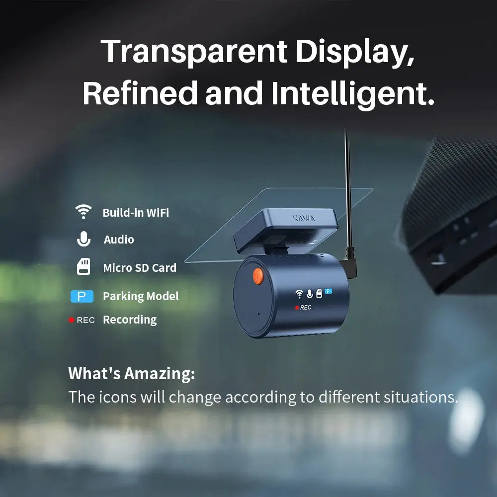 KAWA MINI 3 Pro car dash cam in blue with built-in WiFi and parking mode