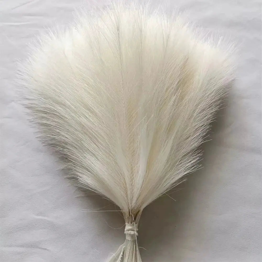 Fluffy pampas grass bouquet, cream-white artificial stems for boho wedding and home decor, 42cm