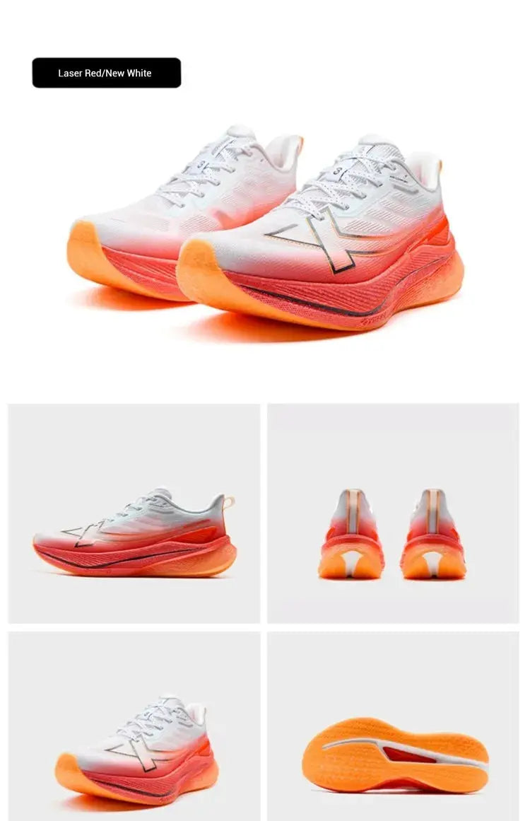 Xtep 2000km 3.0 men's running shoes, white upper with orange gradient sole and X logo on side