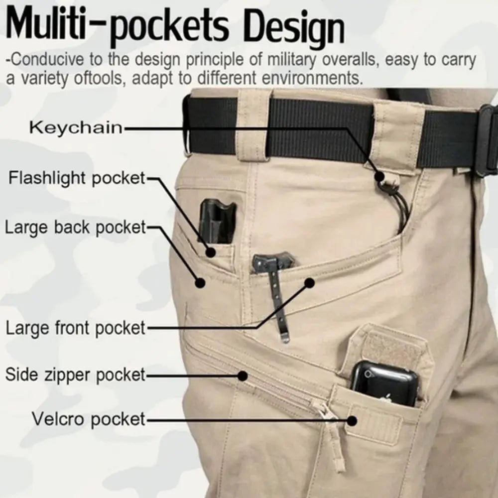 Mens Tactical Cargo Pants Plus Size 6XL Outdoor Waterproof Multi Pocket Hiking Fishing Trousers