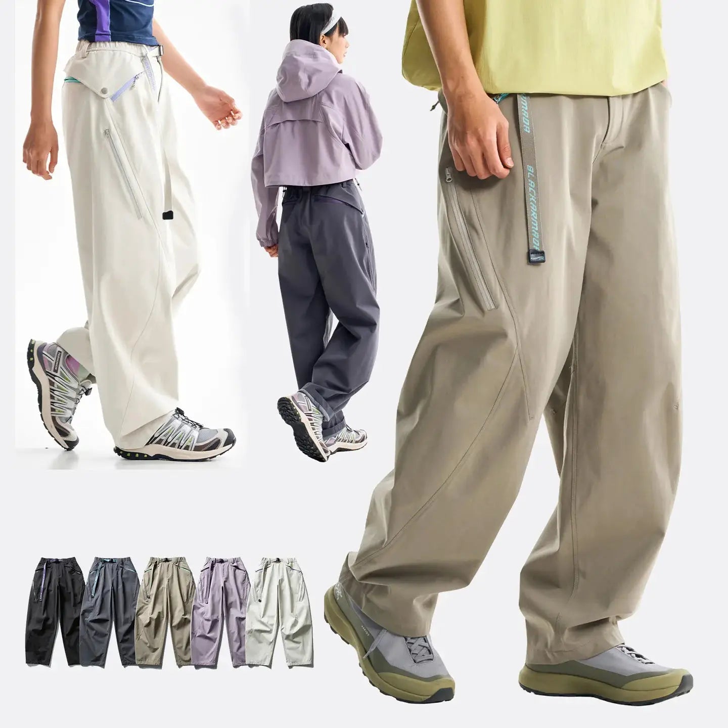 Ultra Loose Lightweight Outdoor Pants by Simples Market; waterproof, quick-dry cargo, wide-leg design in 8 colorways