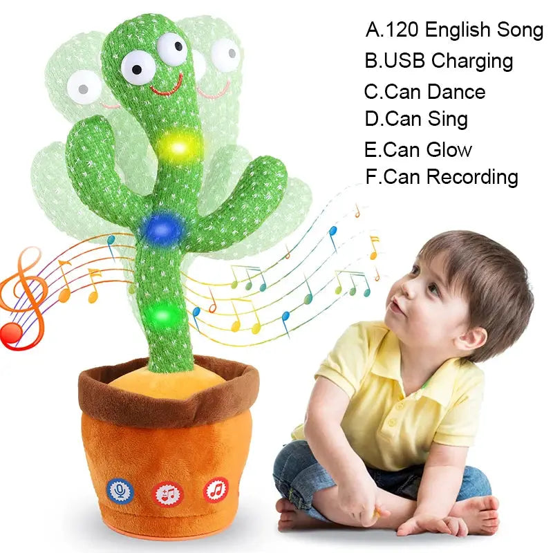 Dancing Cactus 120 Song Speaker Talking Plush Toy With USB Battery Voice Repeat Cactus Dancer Plushie Gift For Kids
