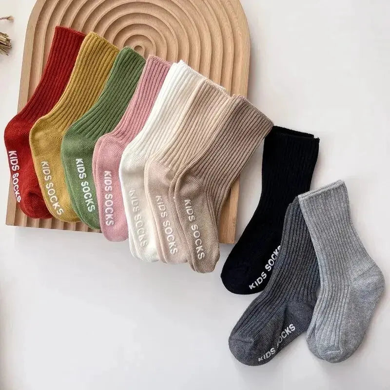 Three Pairs Baby Socks For Boys And Girls Cotton Stripe Soft Socks With Non Slip Rubber Grips For 0 To 3 Years
