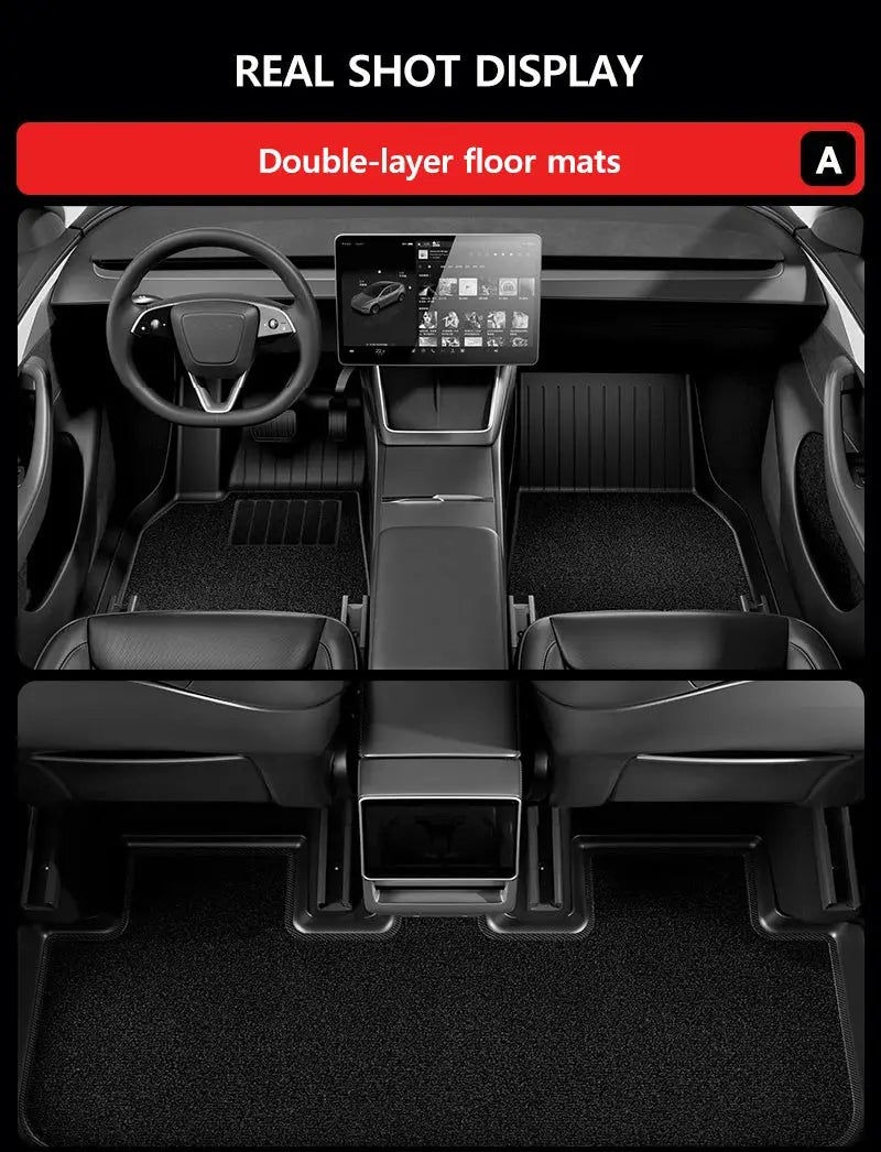 Simples Market NovaAcc all-weather floor mats for Tesla Model Y/Model 3, black TPE double-layer set