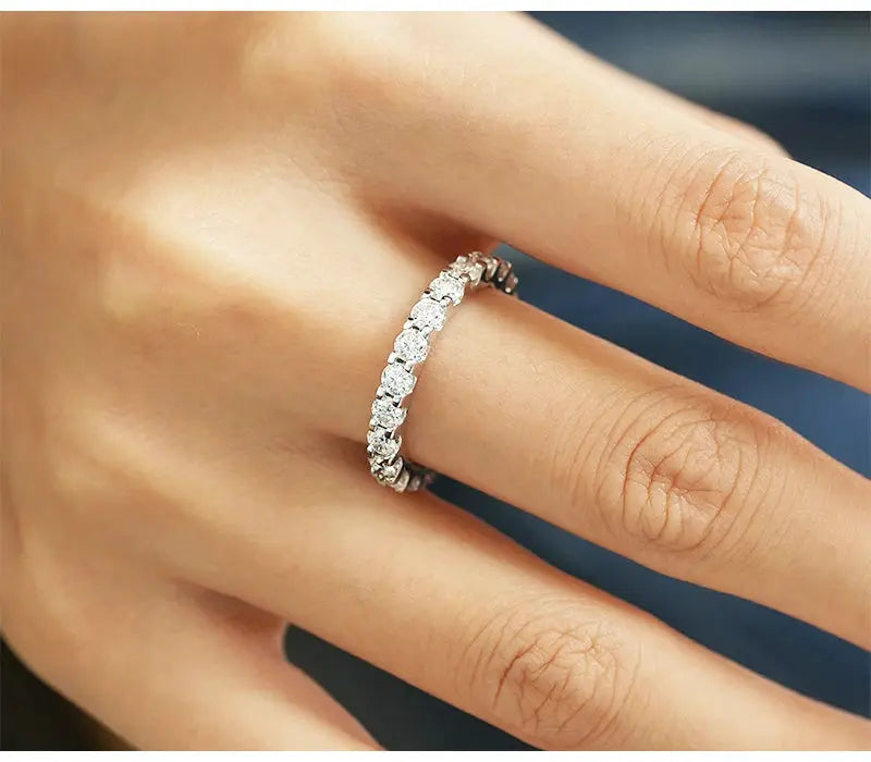 So-Bling S925 sterling silver ring for women with clear cubic zirconia stones, pave band.