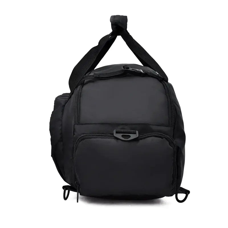 Gym bag by Simples Market, black waterproof ultralight fitness bag with front zip pocket.