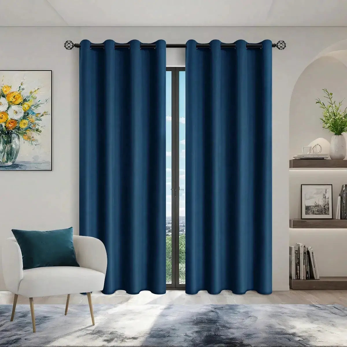 One Panel Solid Blackout Curtains With Grommets Privacy Drapes For Bedroom Living Room Home Decor Lightweight Curtains