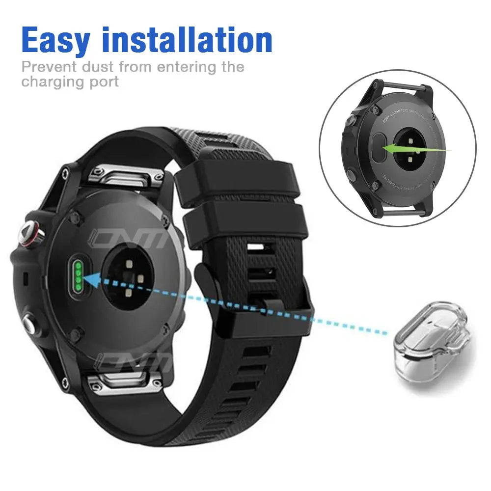 Charging port dustproof plug cover for Garmin watches, clear TPU cap for Forerunner 955/945/255 and Fenix 7/6 series