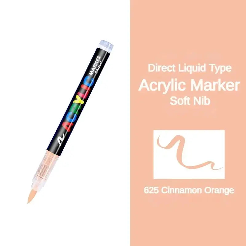 GUANGNA acrylic marker pen set, 16-color direct-liquid paint markers with soft nib, Cinnamon Orange