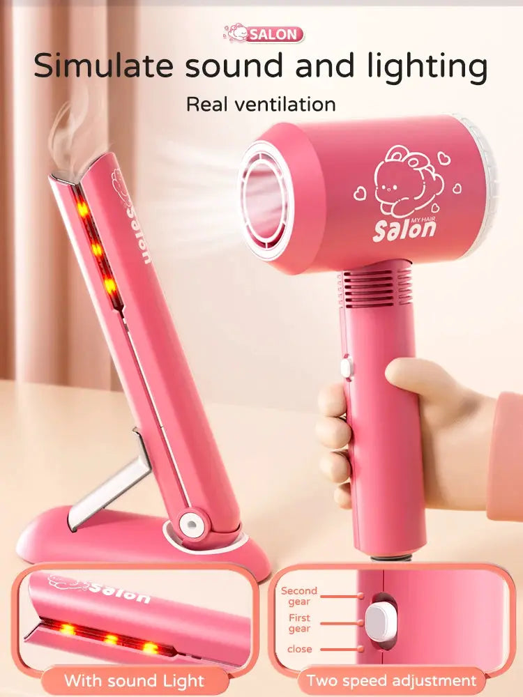 Kids Makeup Toys Simulation Haircut Kit With Hair Dryer Realistic Role Play Educational Toys For Girls Pretend Play Gift