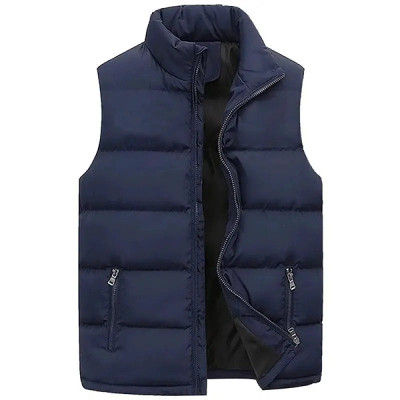 Mens Sleeveless Vest Jacket Warm Waterproof Winter Autumn Stand Up Collar Zipper Coat Casual Waistcoat