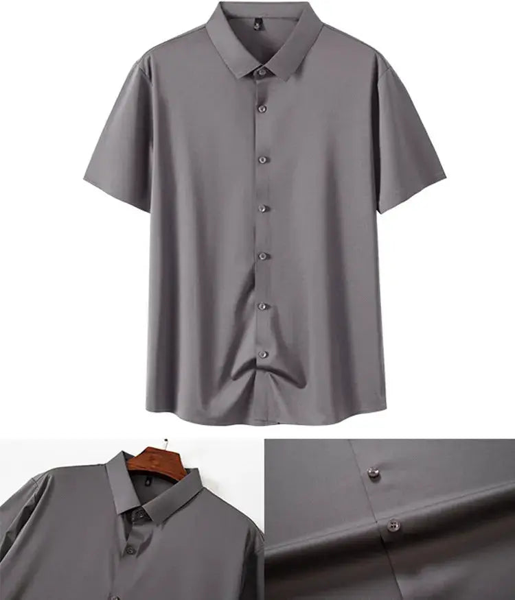 Men's gray short-sleeve wrinkle-free business shirt by Simples Market