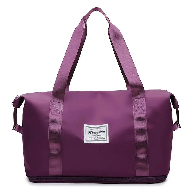 UNIXINU purple nylon carry-on duffle bag with HongFu label, large-capacity luggage tote