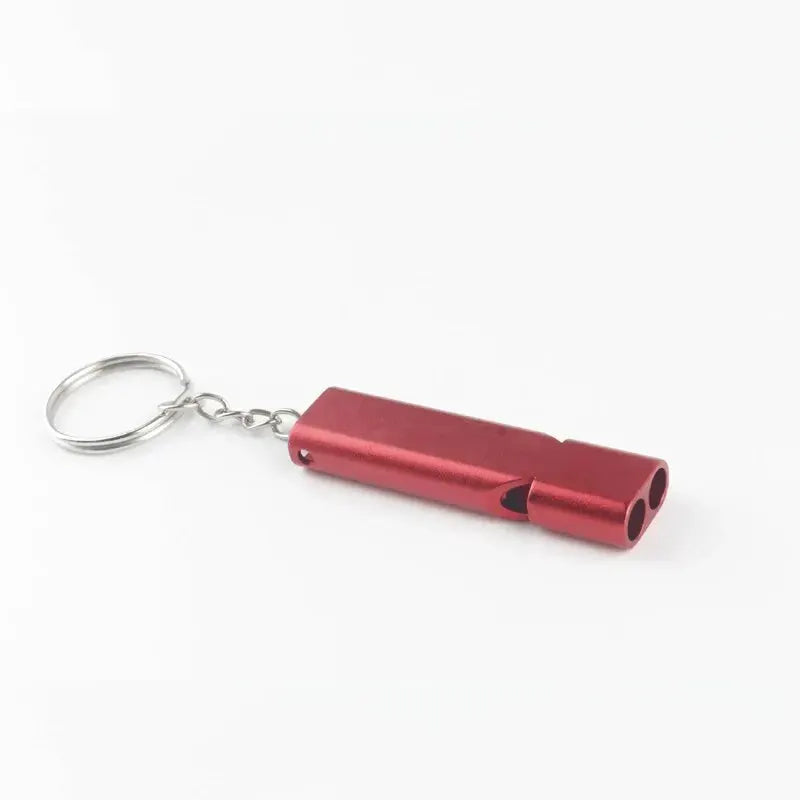Flat Aluminum Alloy Dual Frequency Survival Whistle With Double Tube For Outdoor Emergency Signaling EDC Tool