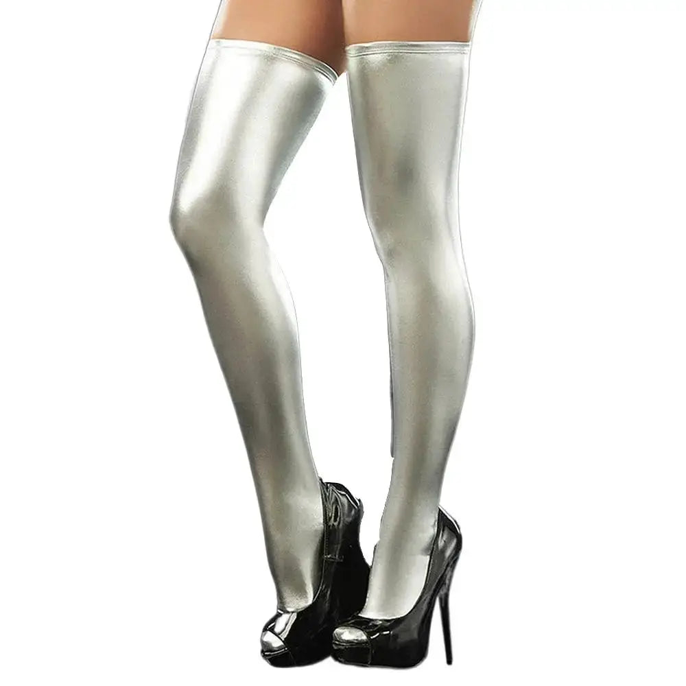 NovaLux PU Leather Thigh High Socks For Women Over Knee Stockings With Edgy Casual Comfort