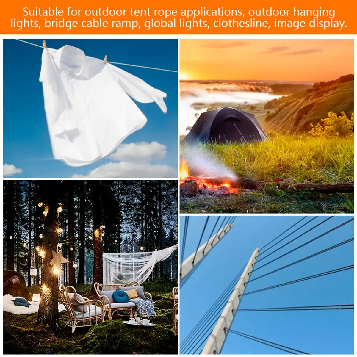 Stainless Steel Heavy Duty Wire Rope Cable Roll Kits For Outdoor Garden Railing Fence Tent Support 15M Or 30M