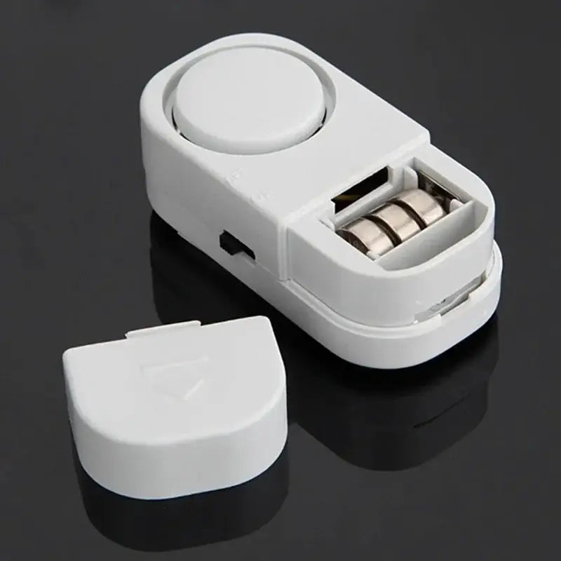 Door and window alarm sensor, white plastic magnetic switch; 2-piece set with removable cap