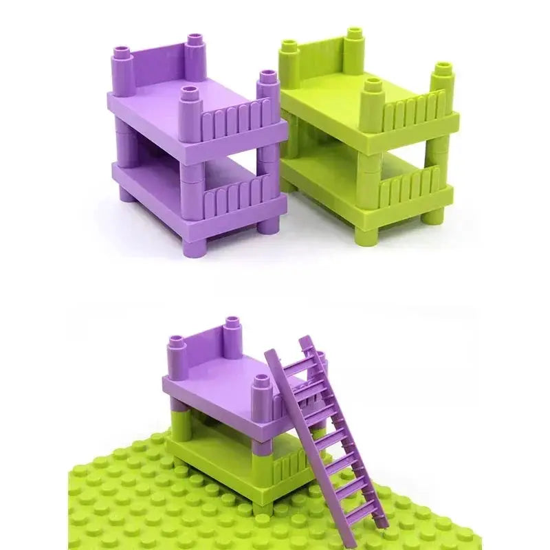 Big Building Blocks Play House Furniture Accessories Indoor Bed Compatible Large Bricks Assemble Toys For Kids Gift