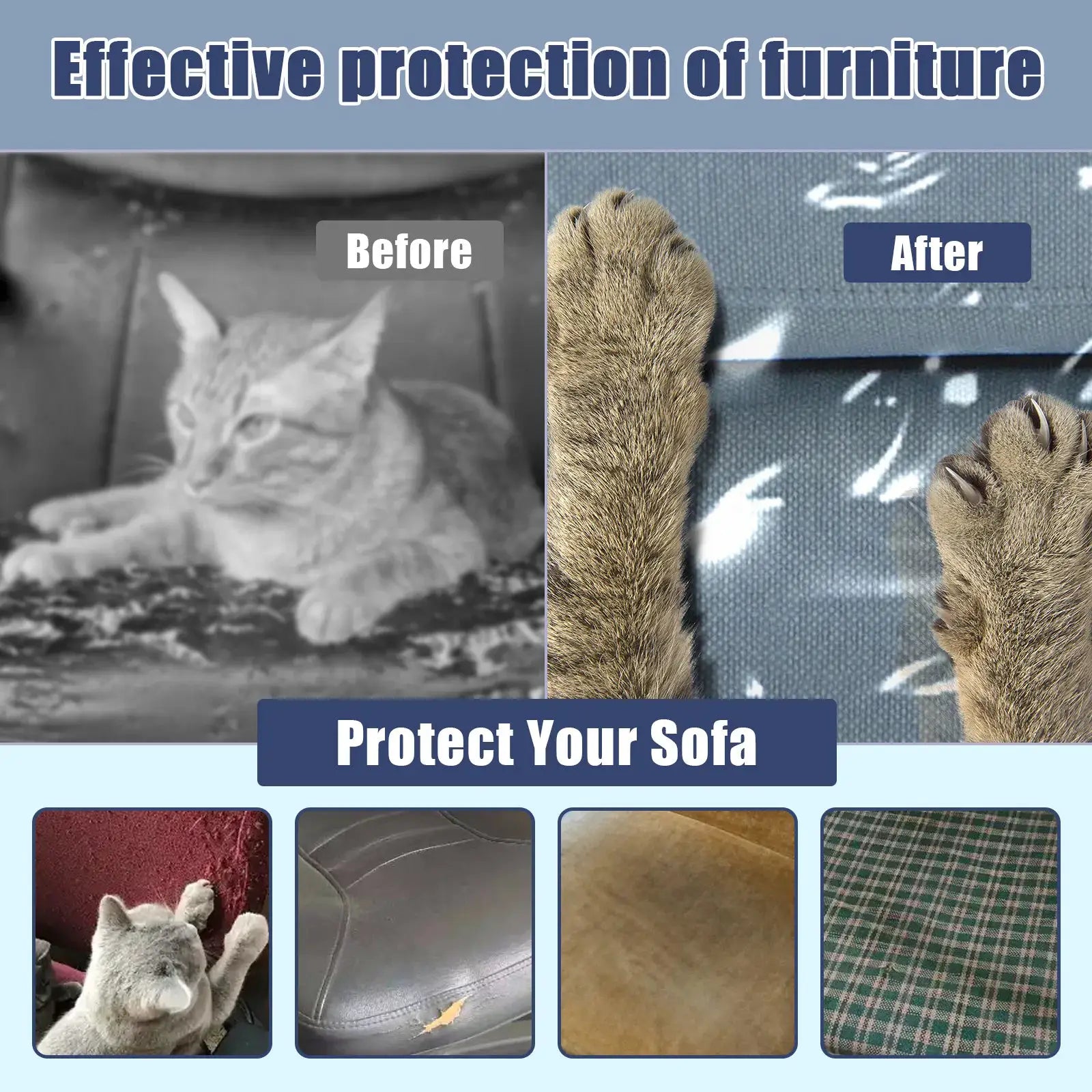 Couch Cover by Simples Market—transparent, waterproof pet scratch protector for cats and dogs.