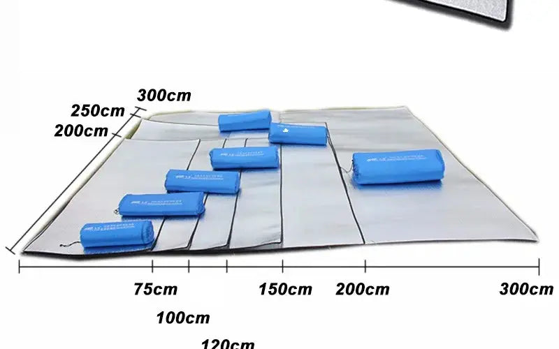 Simples Market reflective camping mat with aluminum insulation sleeping pad and six blue foam cushions
