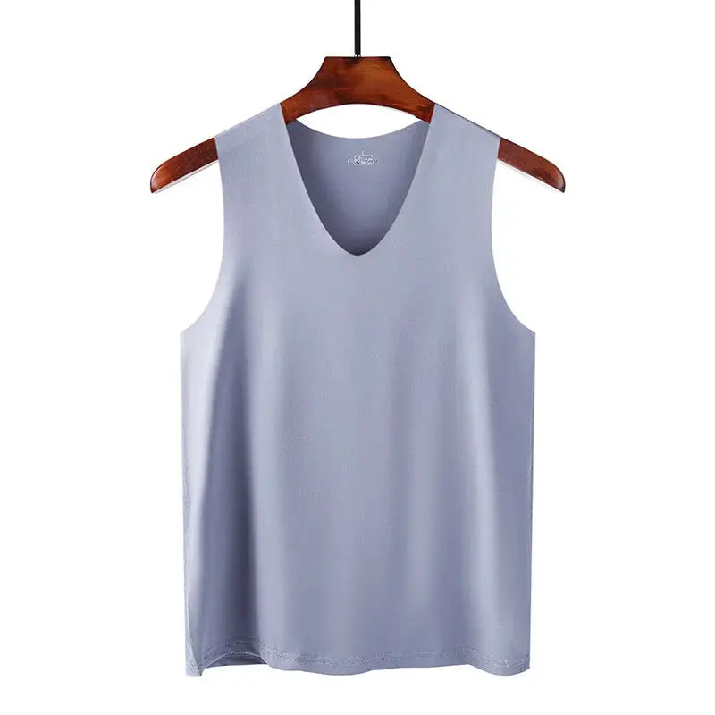 Summer Men's Ice Silk Sleeveless Undershirt Non-Marking Breathable Base Layer for Sports Fitness and Home Wear
