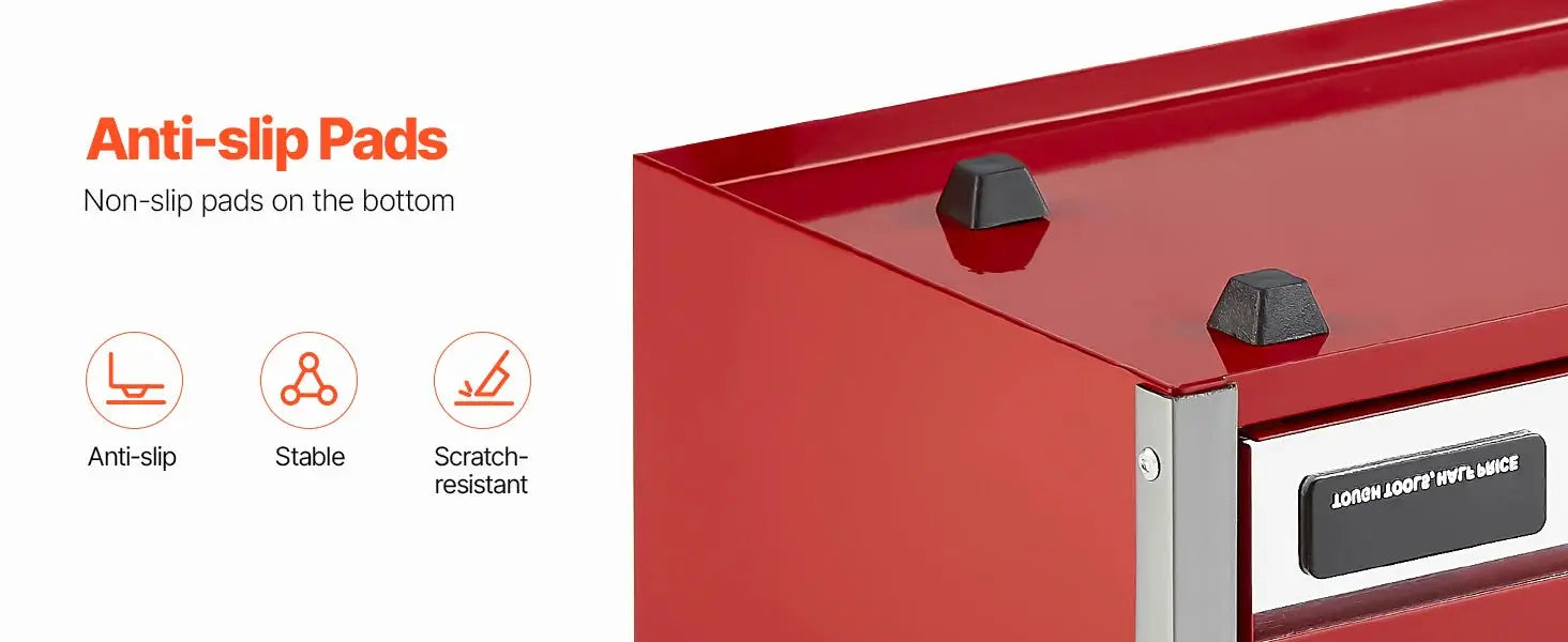 5-drawer red and black metal tool box with anti-slip feet pads for garage workshop storage by Simples Market