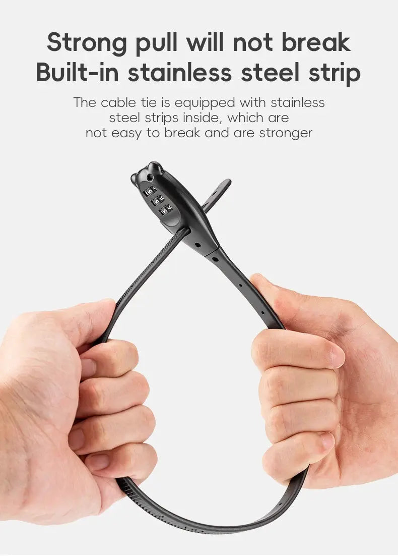 ROCKBROS portable bike lock cable with zinc alloy lock, black anti-theft rope lock by Simples Market