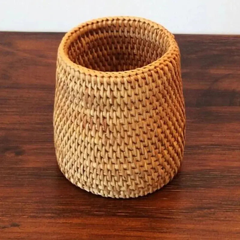 Handmade Rattan Kitchen Organizer Basket For Tableware Storage Cutlery Holder Eco Friendly Durable