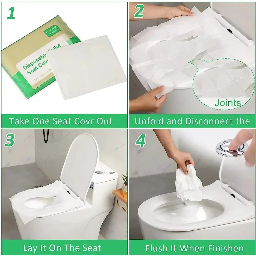 Disposable toilet seat covers by Simples Market, 50/30/10 pcs, waterproof soluble white paper for travel and hotel