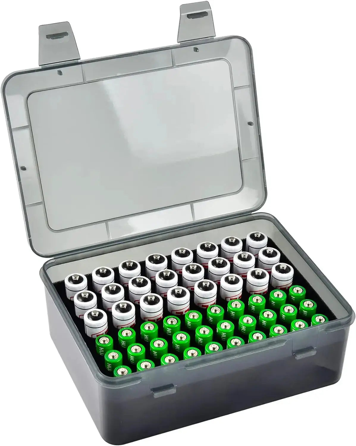 72 Capacity Battery Storage Organizer for AA and AAA Batteries Durable Box Case for Home Drawer and Garage Organization