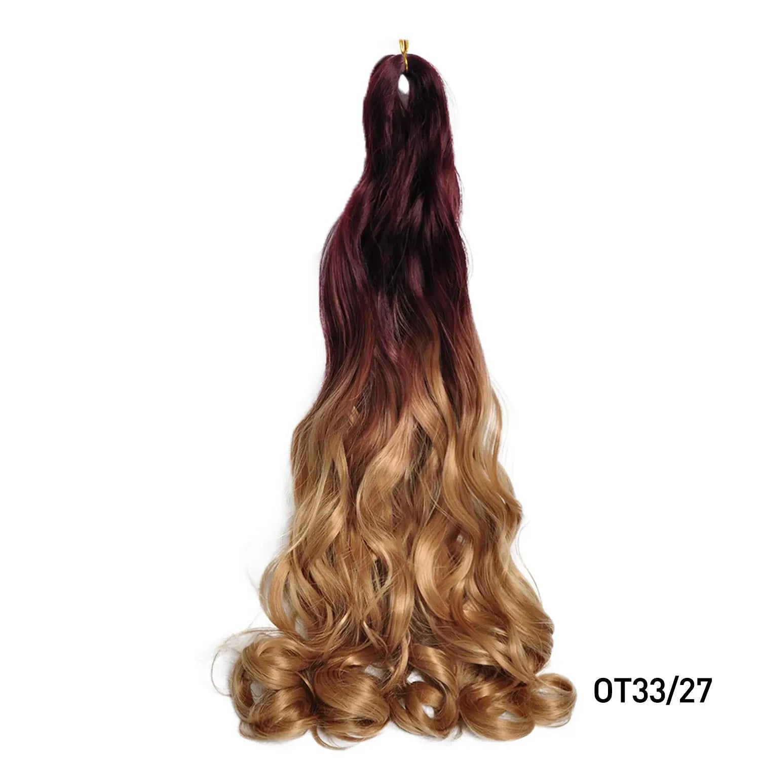 Simples Market French Curls Braiding Hair 24in synthetic spiral curls with burgundy to blonde gradient